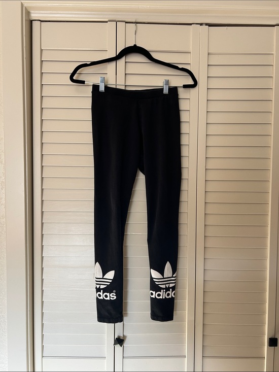 adidas Pants - adidas Black Leggings with White Logo Size XS